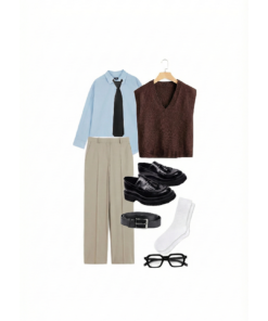 MS005 - Áo sơ mi Baby Blue & Quần tây dáng suông