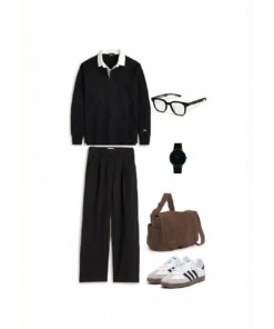 MS009 - Áo Rugby dài tay & Quần tây Wide-straight